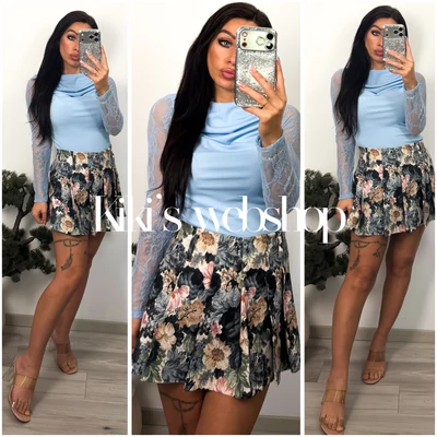 Manet csipkés felső kék