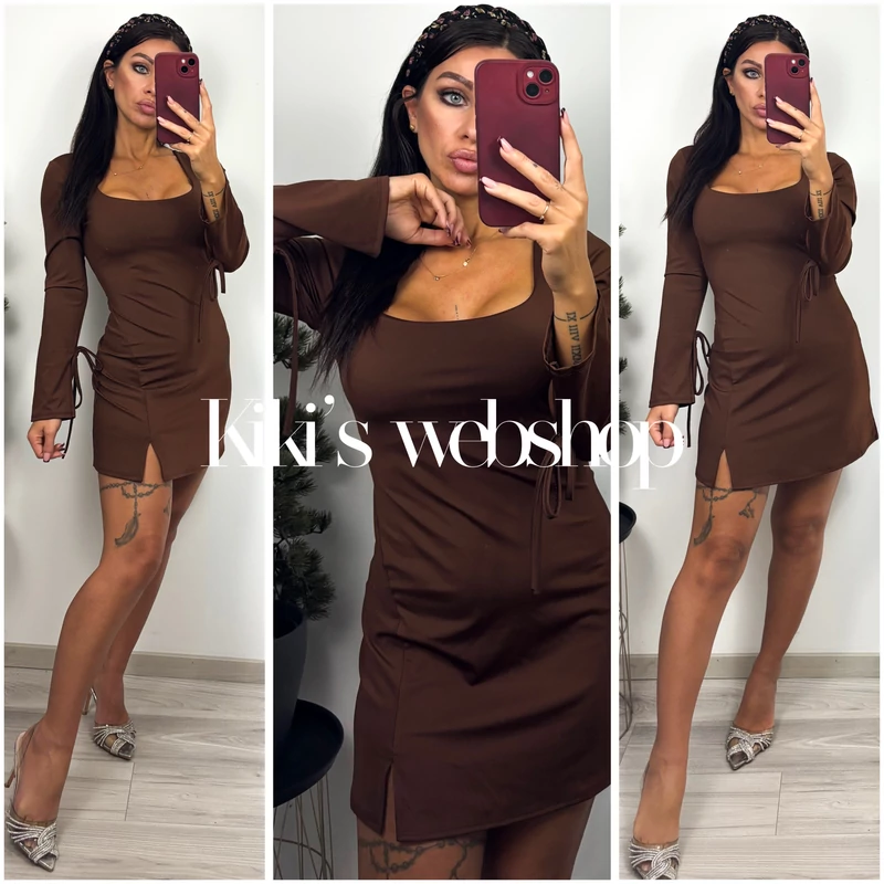 Birdy jégselyem ruha barna